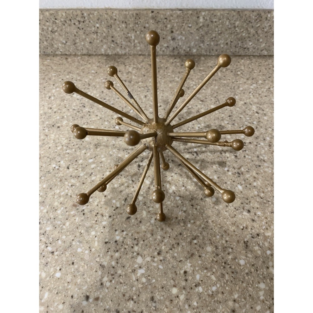 Atomic MCM Style Starburst Gold Retro Space Age Sea Urchin Metal Spike Ball 7"